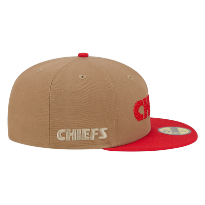 Kansas City Chiefs 8-Bit Wordmark New Era Khaki 59FIFTY Fitted Hat