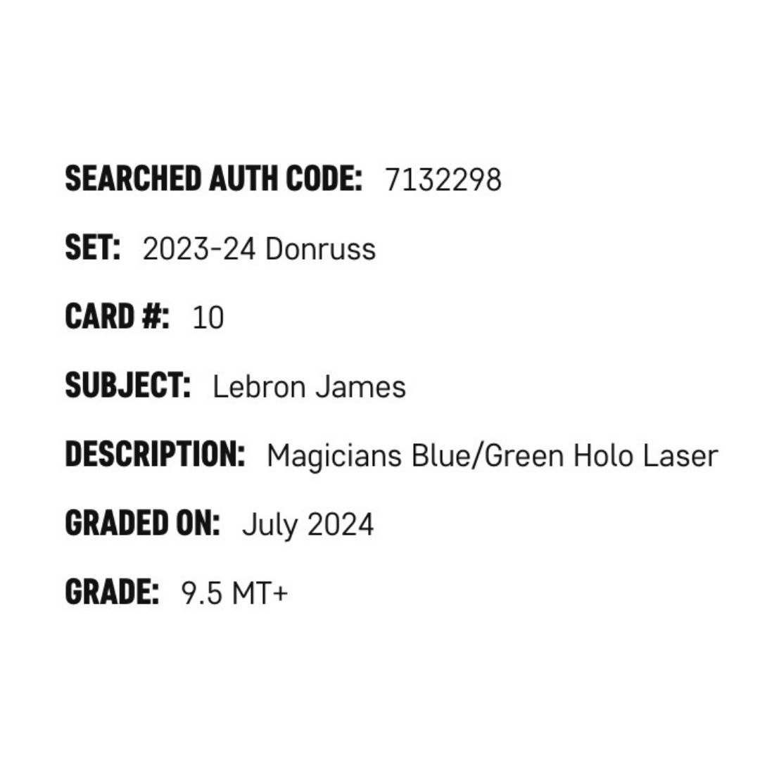 LeBron James SGC 9.5 2023-24 Donruss Magicians Blue/Green Holo Laser 21/35 Card #10