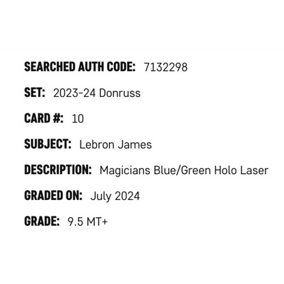 LeBron James SGC 9.5 2023-24 Donruss Magicians Blue/Green Holo Laser 21/35 Card #10