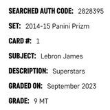 LeBron James SGC 9 2014-15 Panini Prizm Superstars Card #1