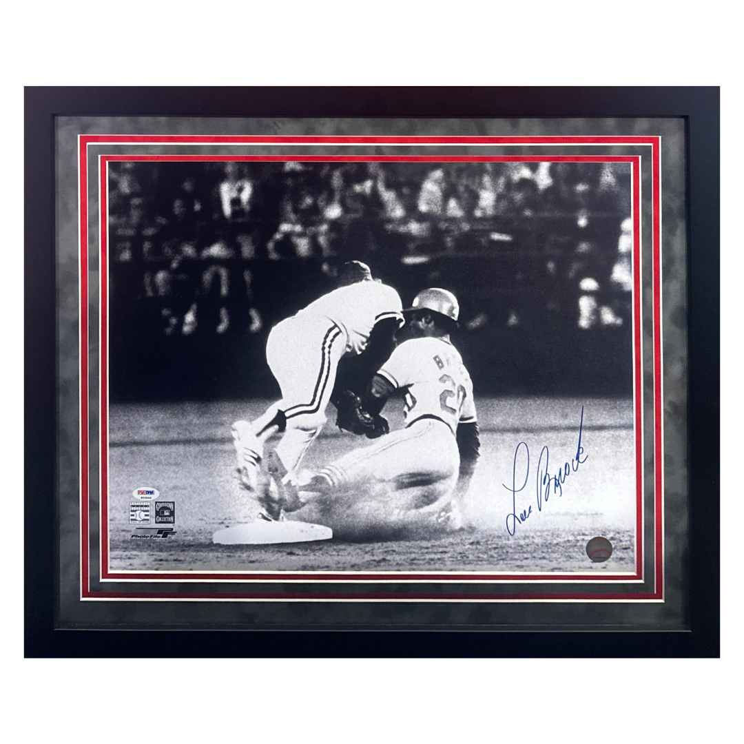 Lou Brock St Louis Cardinals Autographed Framed 16x20 - PSA COA