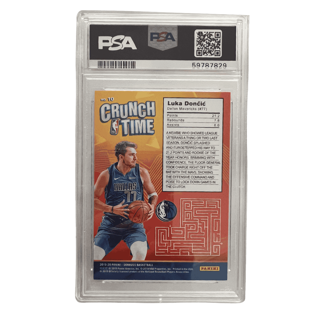 Luka Doncic PSA 8 2019 Panini Donruss Crunch Time Card #10