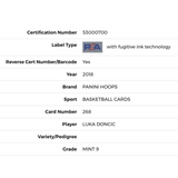 Luka Doncic PSA 9 2018 Panini Hoops Rookie RC Card #268