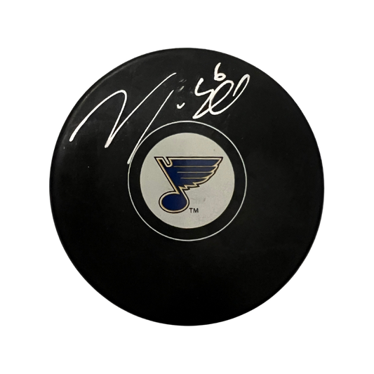 Marco Scandella St Louis Blues Autographed Logo Puck - Fan Cave COA MS2