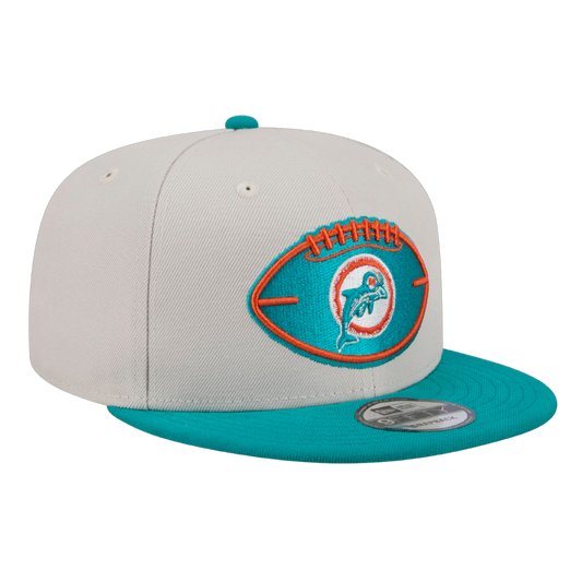 Miami Dolphins 2024 Sideline Historic New Era Beige 9FIFTY Adjustable Snapback Hat