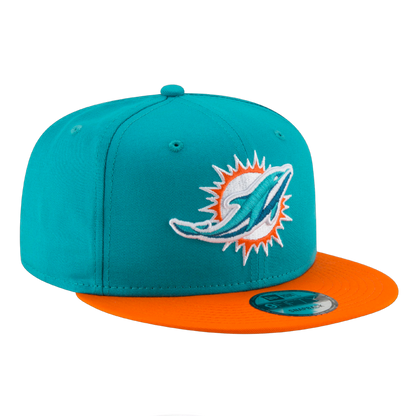 Miami Dolphins Official Team Color 2Tone New Era Teal/Orange 9FIFTY Adjustable  Snapback Hat