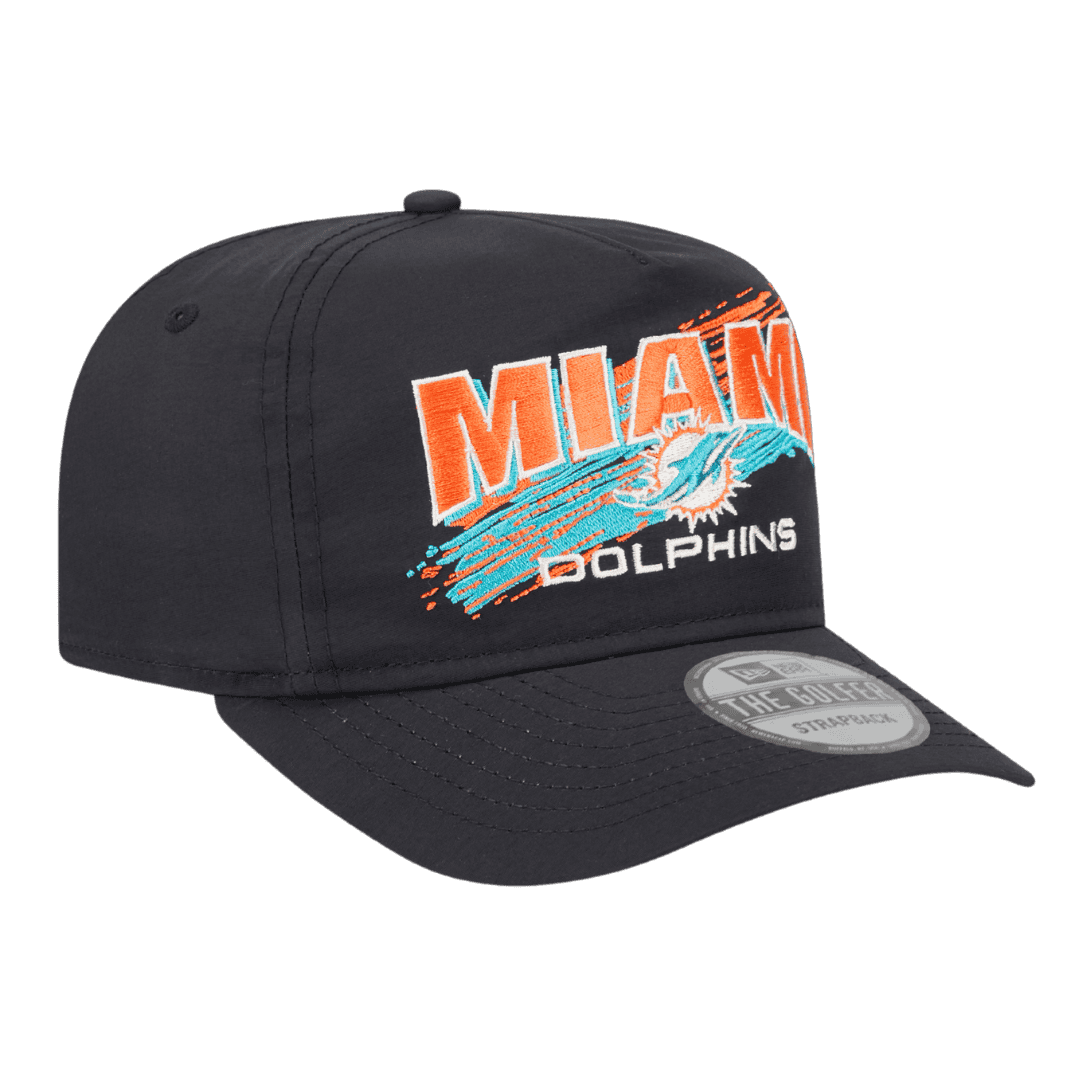 Miami Dolphins Throwback Brush New Era Black Adjustable Hat