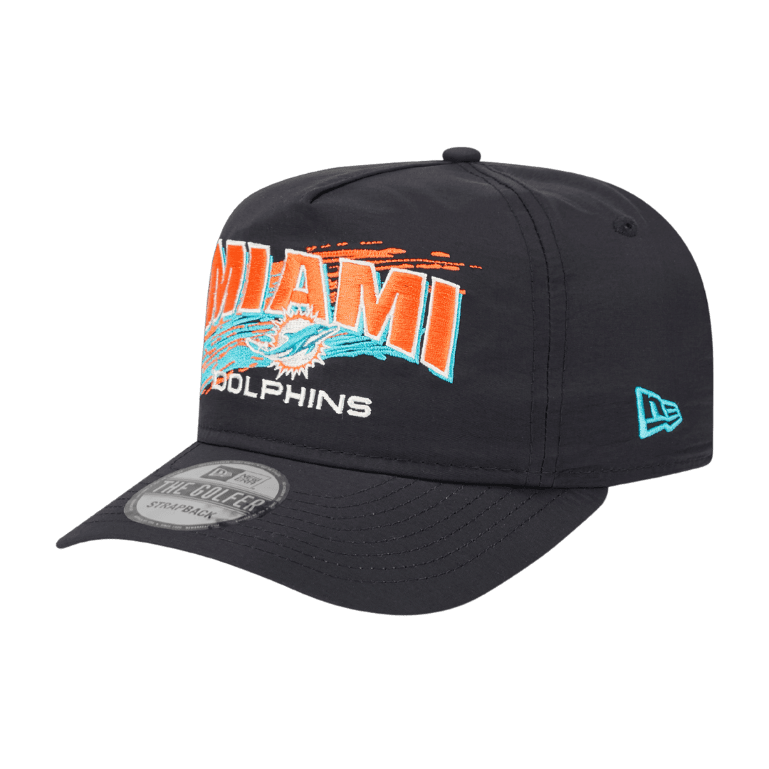 Miami Dolphins Throwback Brush New Era Black Adjustable Hat