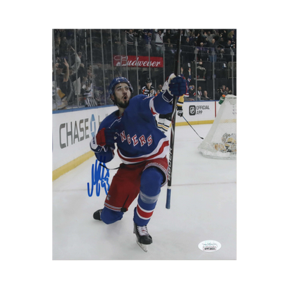 Mika Zibanejad New York Rangers Autographed Goal Celebration 8X10 Photo - JSA COA