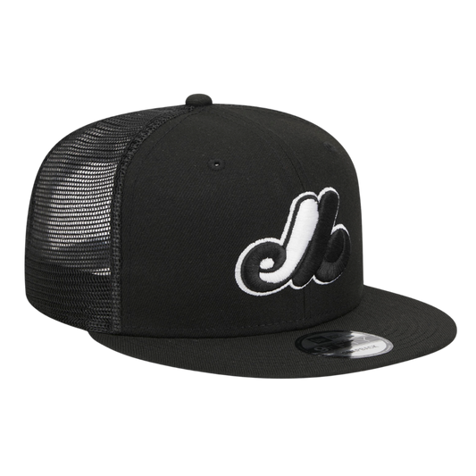 Montreal Expos Black & White Trucker New Era 9FIFTY Adjustable Snapback Hat