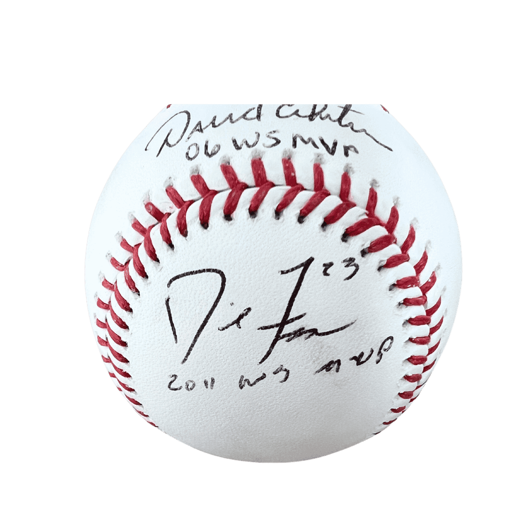 David Freese & David Eckstein St Louis Cardinals Dual Autographed Official Major League Baseball with Inscriptions IMPERFECT - MLB COA