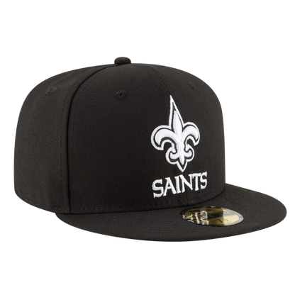 New Orleans Saints Black & White Logo New Era 59FIFTY Fitted Hat