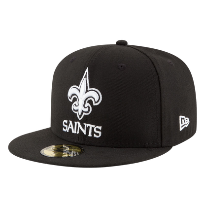 New Orleans Saints Black & White Logo New Era 59FIFTY Fitted Hat