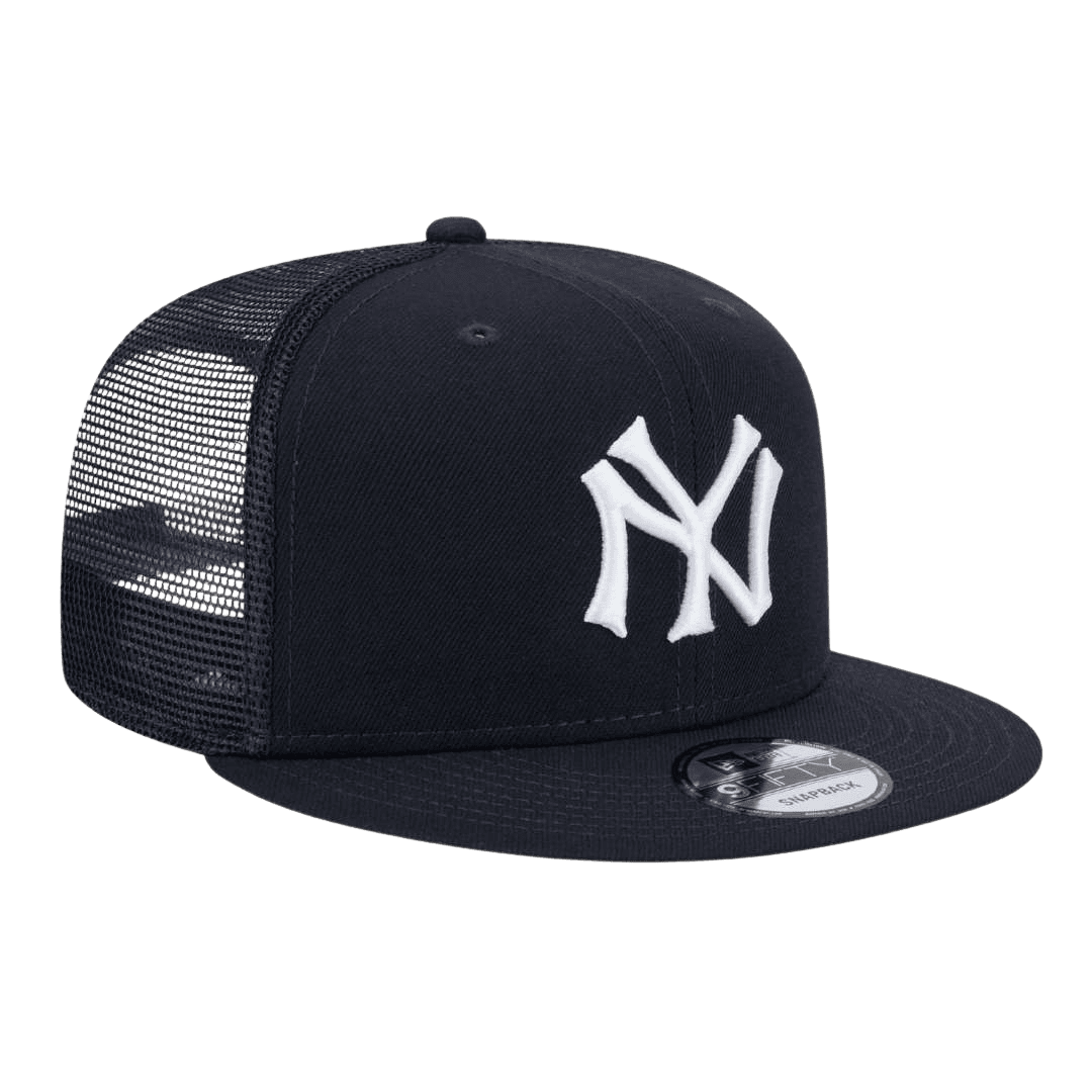 New York Yankees Throwback Trucker Meshback New Era Navy 9FIFTY Adjustable Snapback Hat