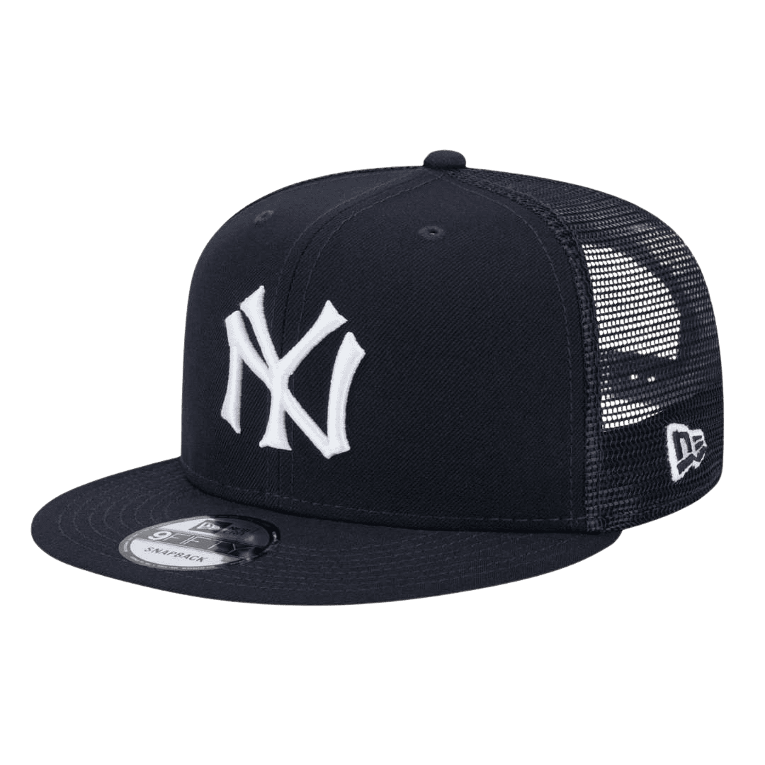 New York Yankees Throwback Trucker Meshback New Era Navy 9FIFTY Adjustable Snapback Hat