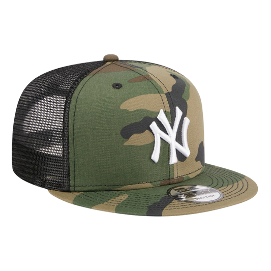 New York Yankees Woodland Camo Trucker New Era 9FIFTY Adjustable Snapback Hat