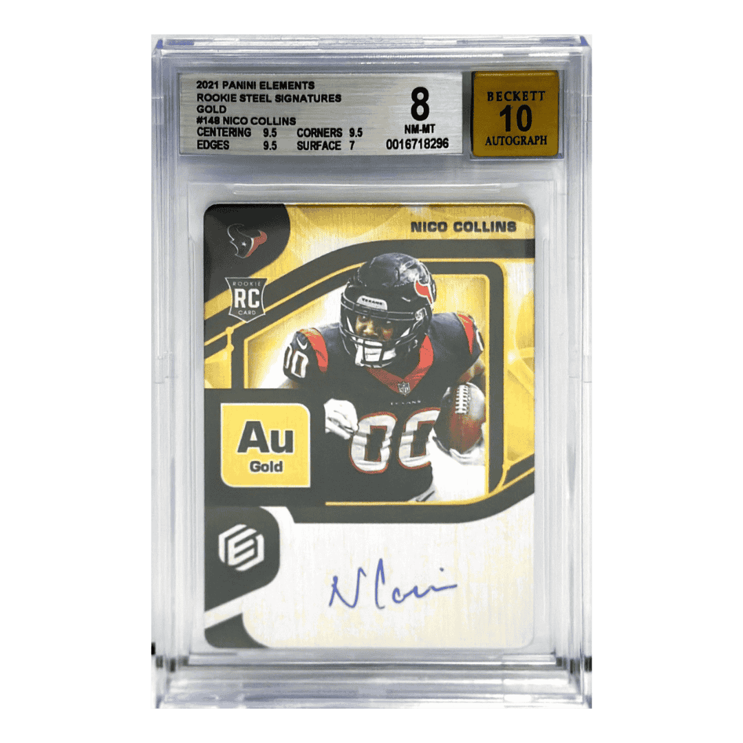 Nico Collins 2021 Panini Elements Rookie Steel Signatures Gold Autograph BGS 8 Card