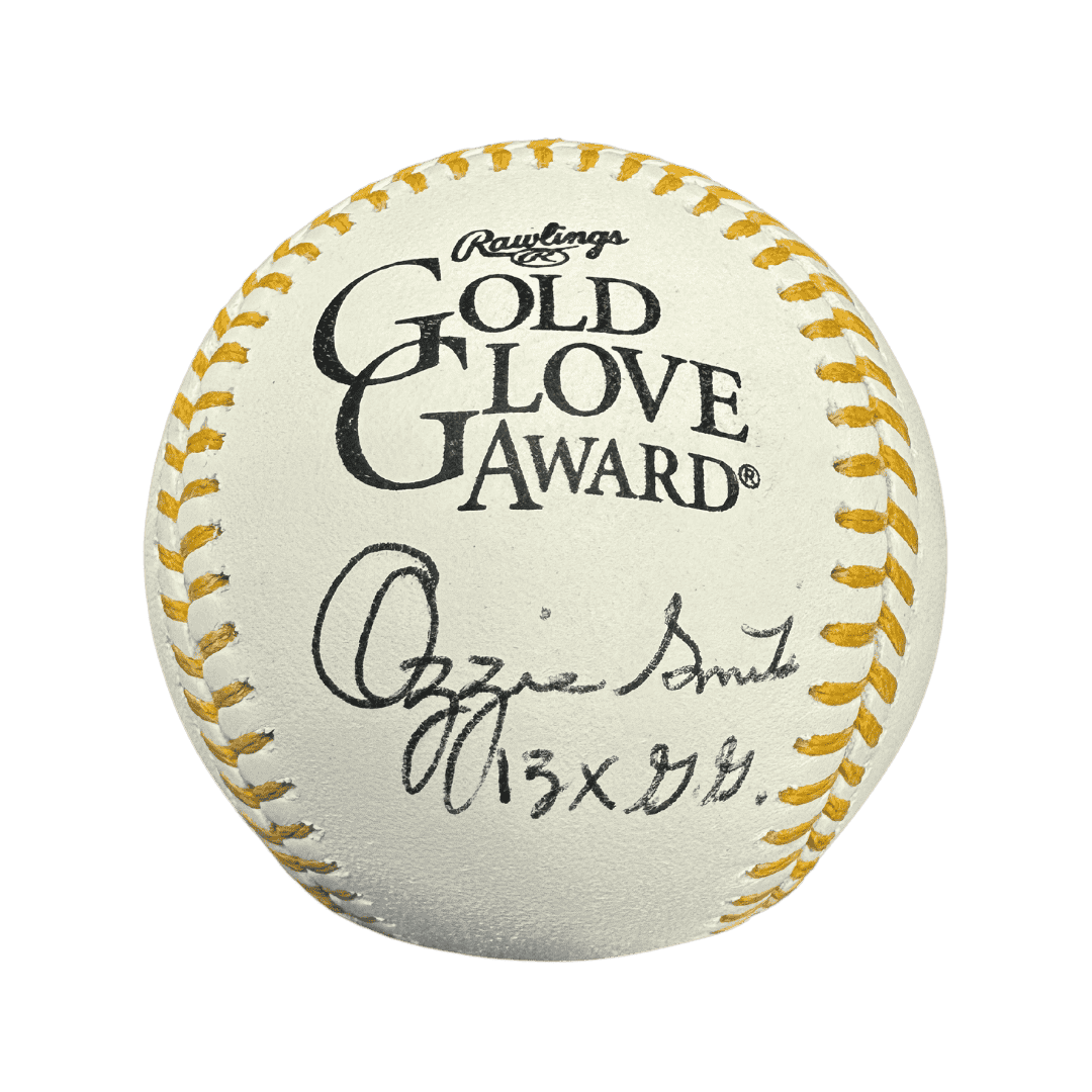 Ozzie Smith St Louis Cardinals Autographed Gold Glove Baseball w/ Inscription - MLB COA