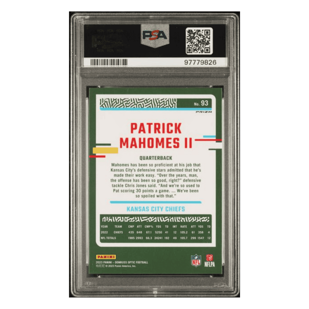 Patrick Mahomes PSA 9 2023 Donruss Optic Holo Card #93