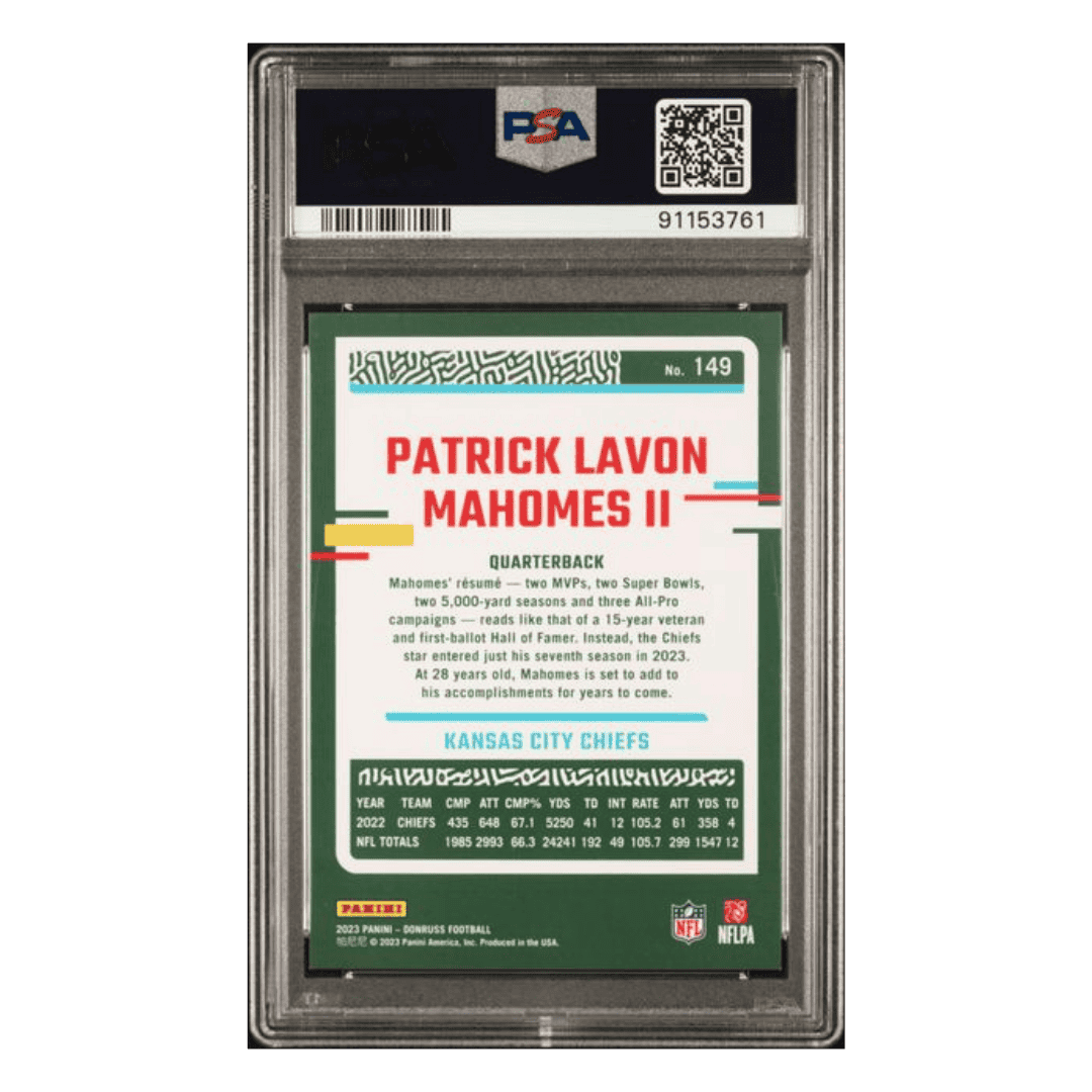 Patrick Mahomes PSA 9 2023 Panini Donruss Variation Card #149