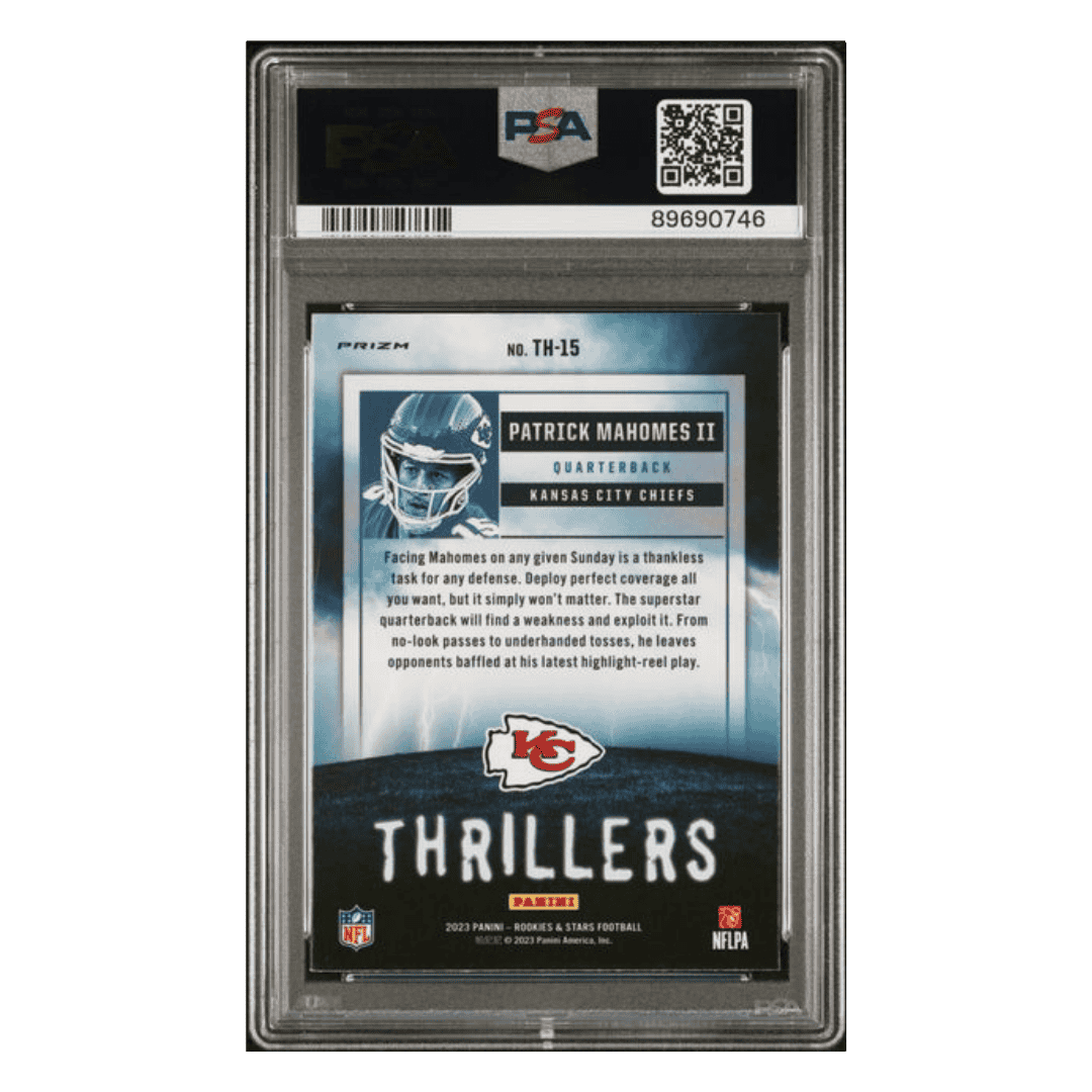 Patrick Mahomes PSA 9 2023 Panini Rookies & Stars Thrillers - Red Plaid Prizm Card #TH15