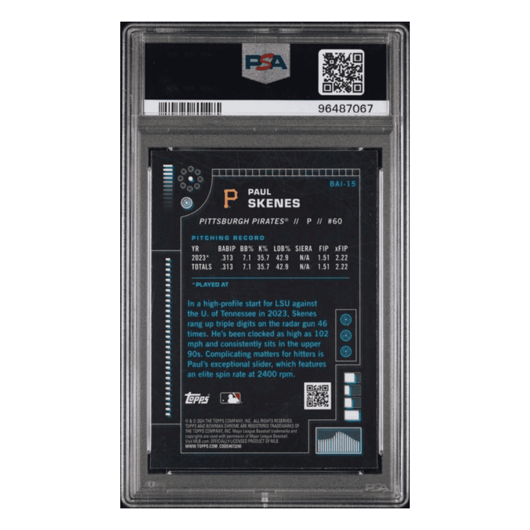 Paul Skenes PSA 9 2024 Bowman AI Card #BAI-15