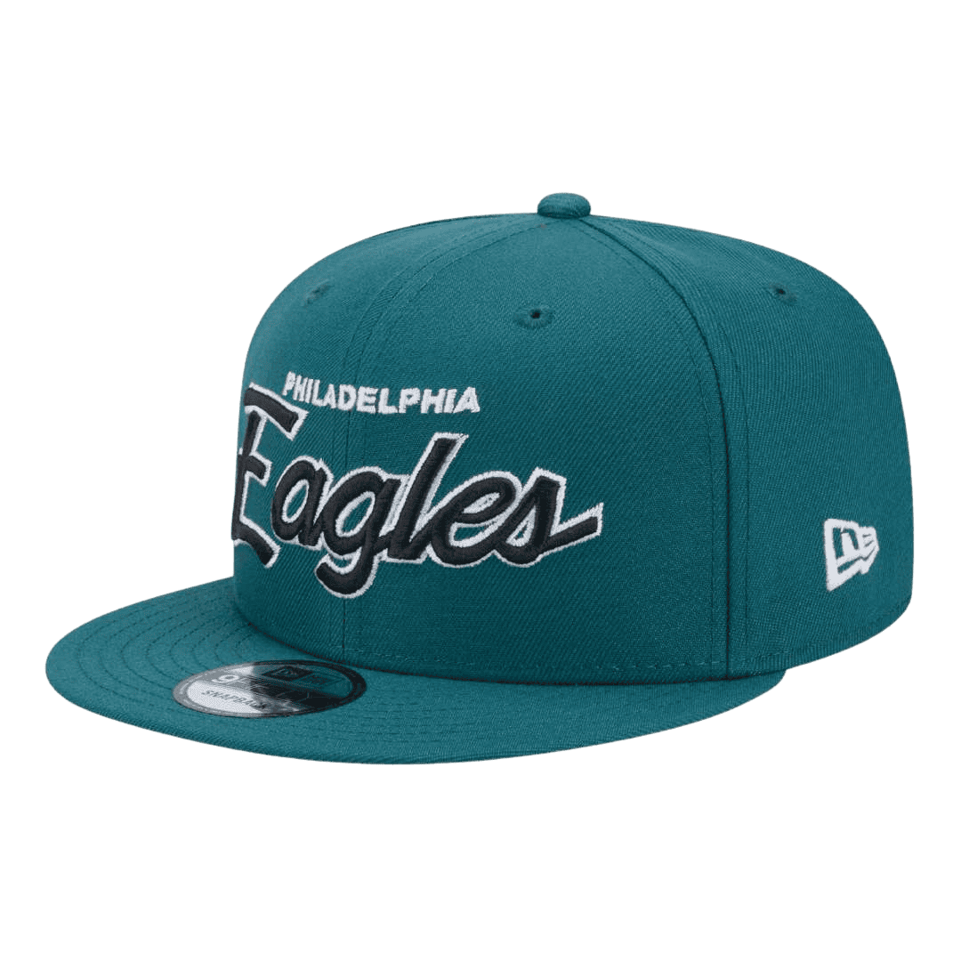 Philadelphia Eagles Script Logo New Era Green 9FIFTY Adjustable Snapback Hat