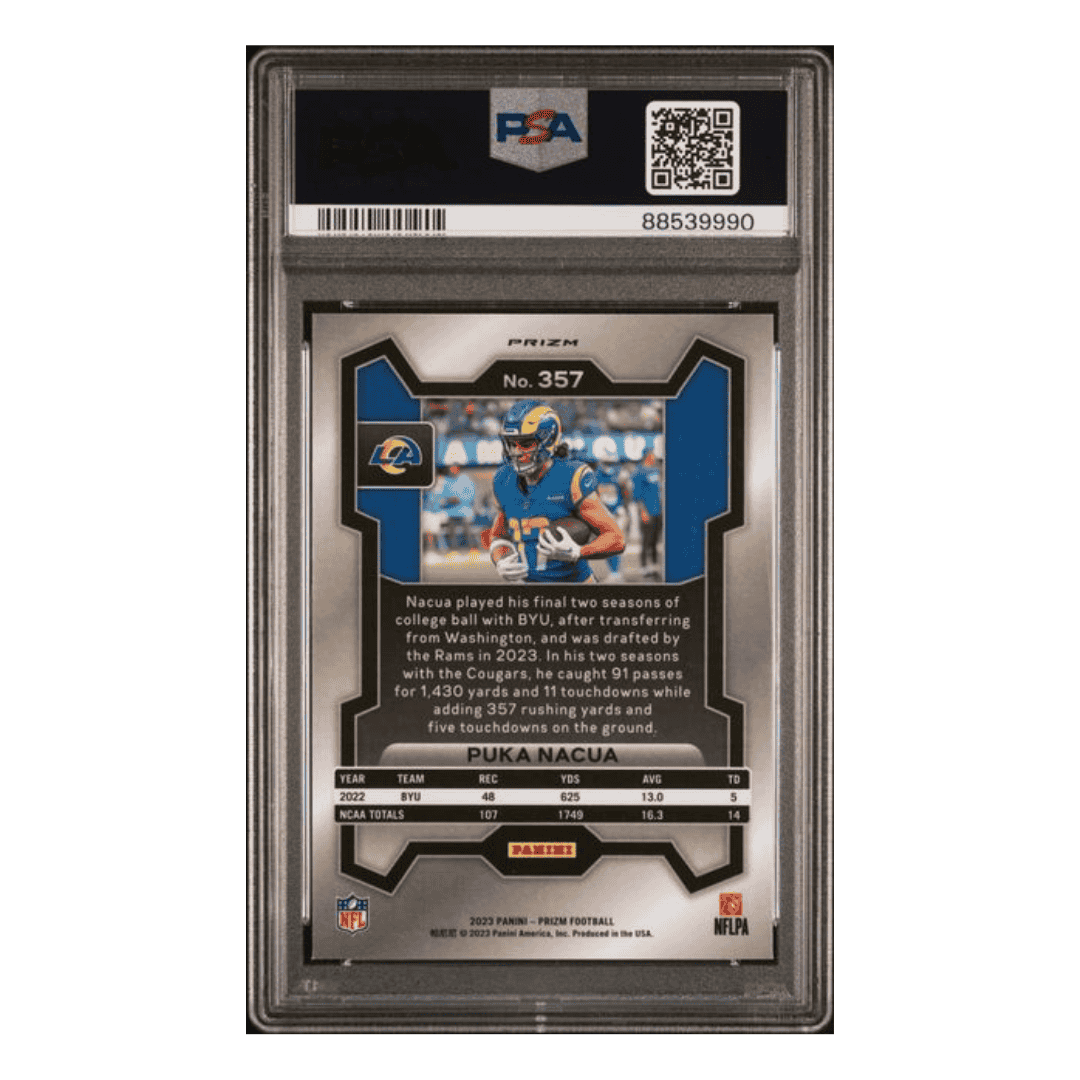 Puka Nacua PSA 10 2023 Panini Prizm Lazer Card #357