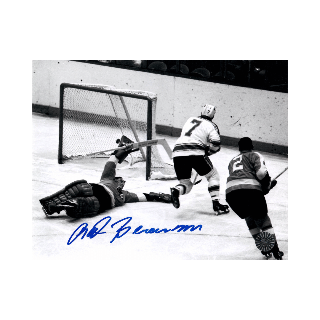 Red Berenson St Louis Blues Autographed B&W Goal 8x10 Photo - Fan Cave COA