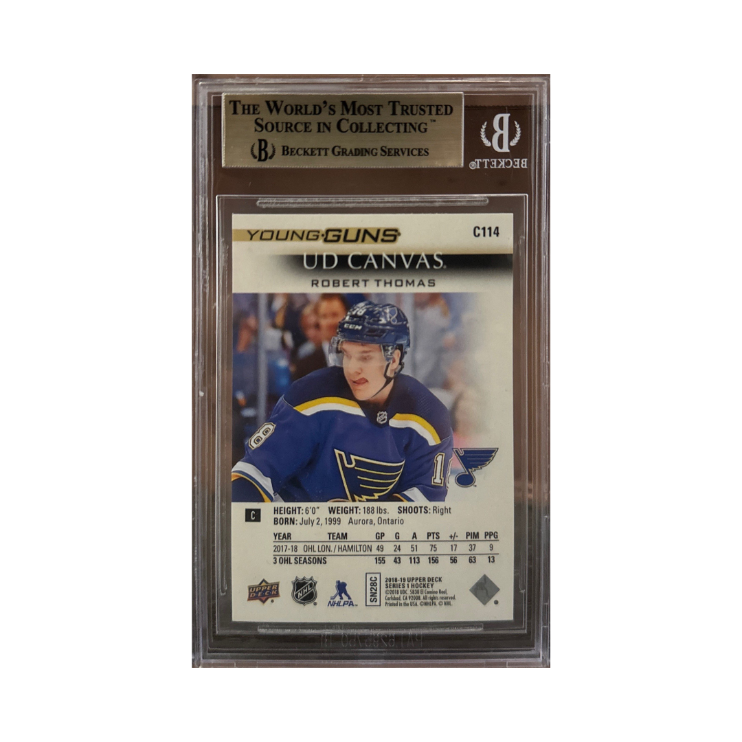 Robert Thomas BGS 9.5 2018-19 Upper Deck Canvas Young Guns Hockey Rookie Card