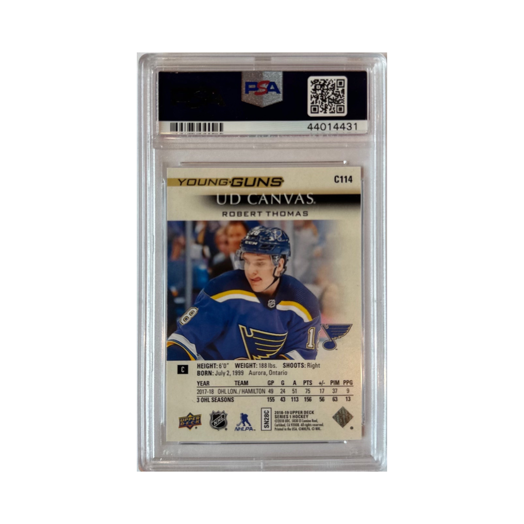 Robert Thomas PSA 10 2018 Upper Deck Canvas Hockey Young Guns Rookie RC Card