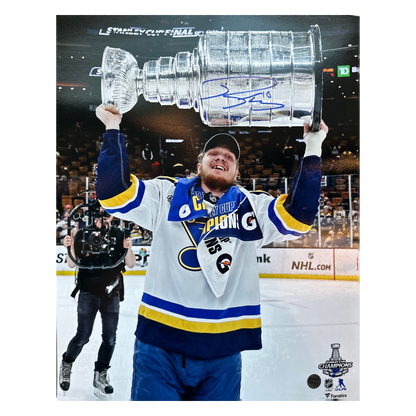 Robert Thomas St Louis Blues Autographed Stanley Cup 16X20 Photo: Blue Signature - Fan Cave COA