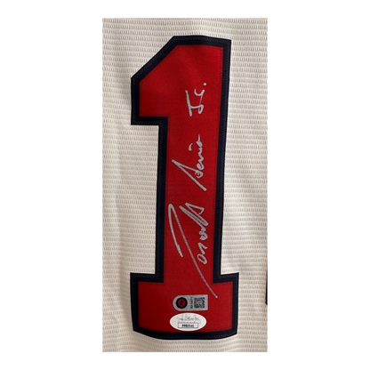 Ronald Acuña Jr Atlanta Braves Autographed Cream Nike Replica Jersey w/ Full Name - JSA COA