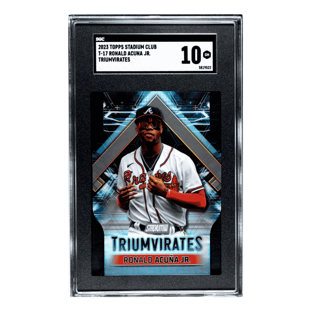 Ronald Acuna Jr SGC 10 2023 Topps Stadium Club Triumvirates Card #T-17