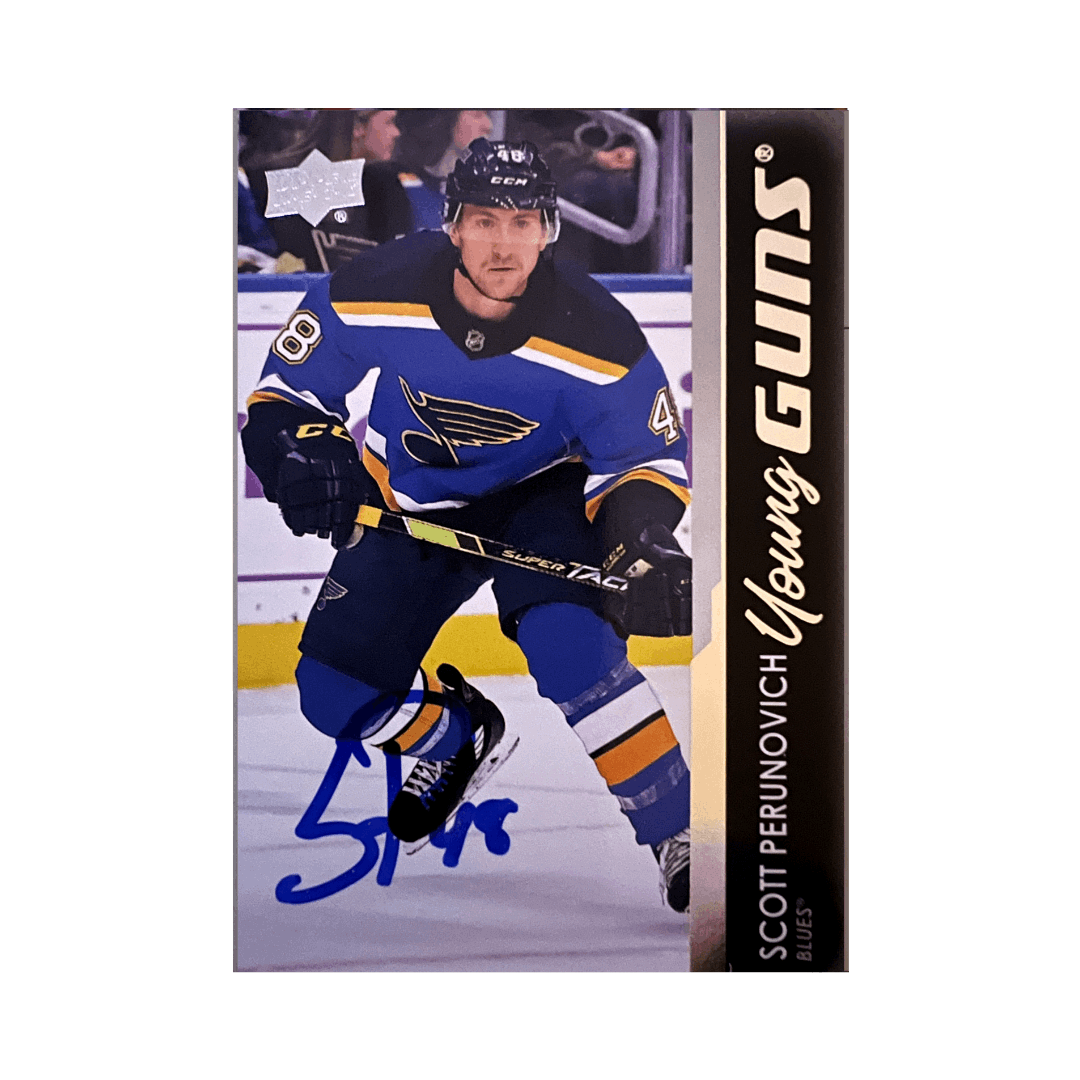 Scott Perunovich St Louis Blues Autographed 2021-2022 Upper Deck Extended Series Young Guns Rookie Card #707 - JSA