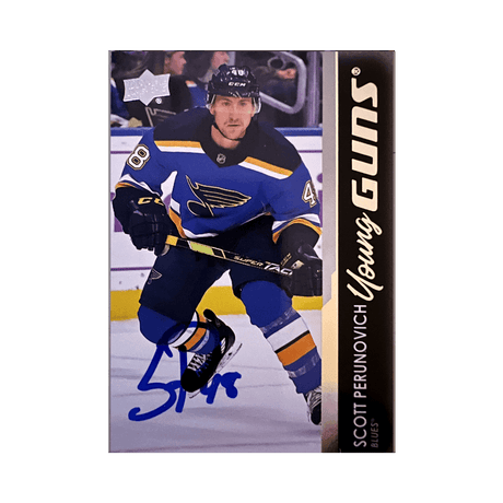 Scott Perunovich St Louis Blues Autographed 2021-2022 Upper Deck Extended Series Young Guns Rookie Card #707 - JSA