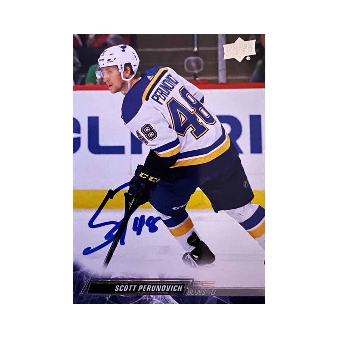 Scott Perunovich Autographed 2022-2023 Upper Deck Series 2 Hockey Card