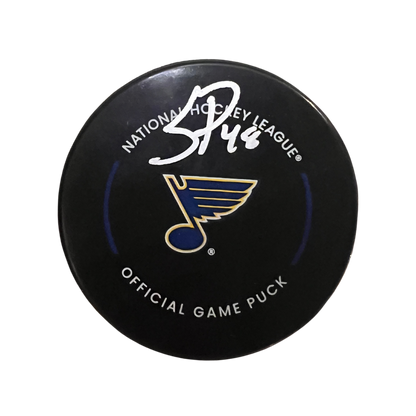 Scott Perunovich St Louis Blues Autographed 2022-23 Official Game Puck - Fan Cave COA