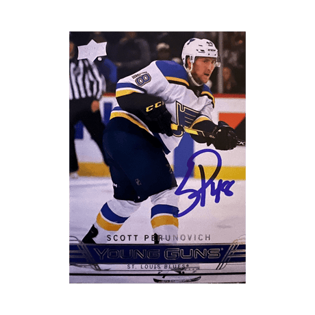 Scott Perunovich St Louis Blues Autographed 2021-2022 Upper Deck Extended Tribute Retro Young Guns Rookie Card #T-87