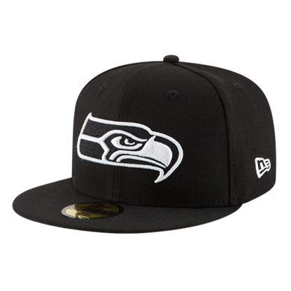 Seattle Seahawks Black & White Logo New Era 59FIFTY Fitted Hat