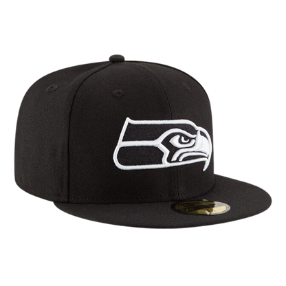 Seattle Seahawks Black & White Logo New Era 59FIFTY Fitted Hat