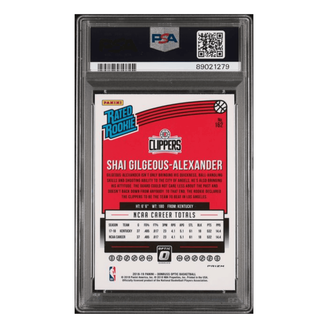 Shai Gilgeous Alexander PSA 10 2018 Panini Donruss Optic Rated Rookie RC Shock #162