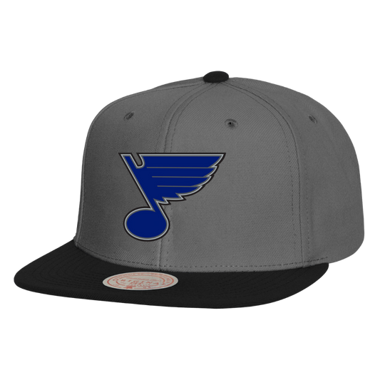 St Louis Blues Core Basic Mitchell and Ness Grey/Black Adjustable Snapback Hat