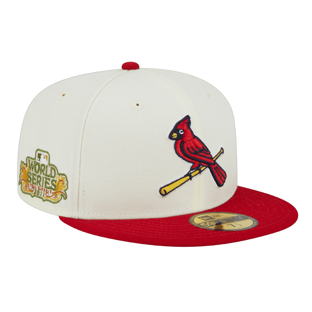 St Louis Cardinals Bird on Bat Retro 2011 World Series Patch New Era Cream/Red 59FIFTY Fitted Hat