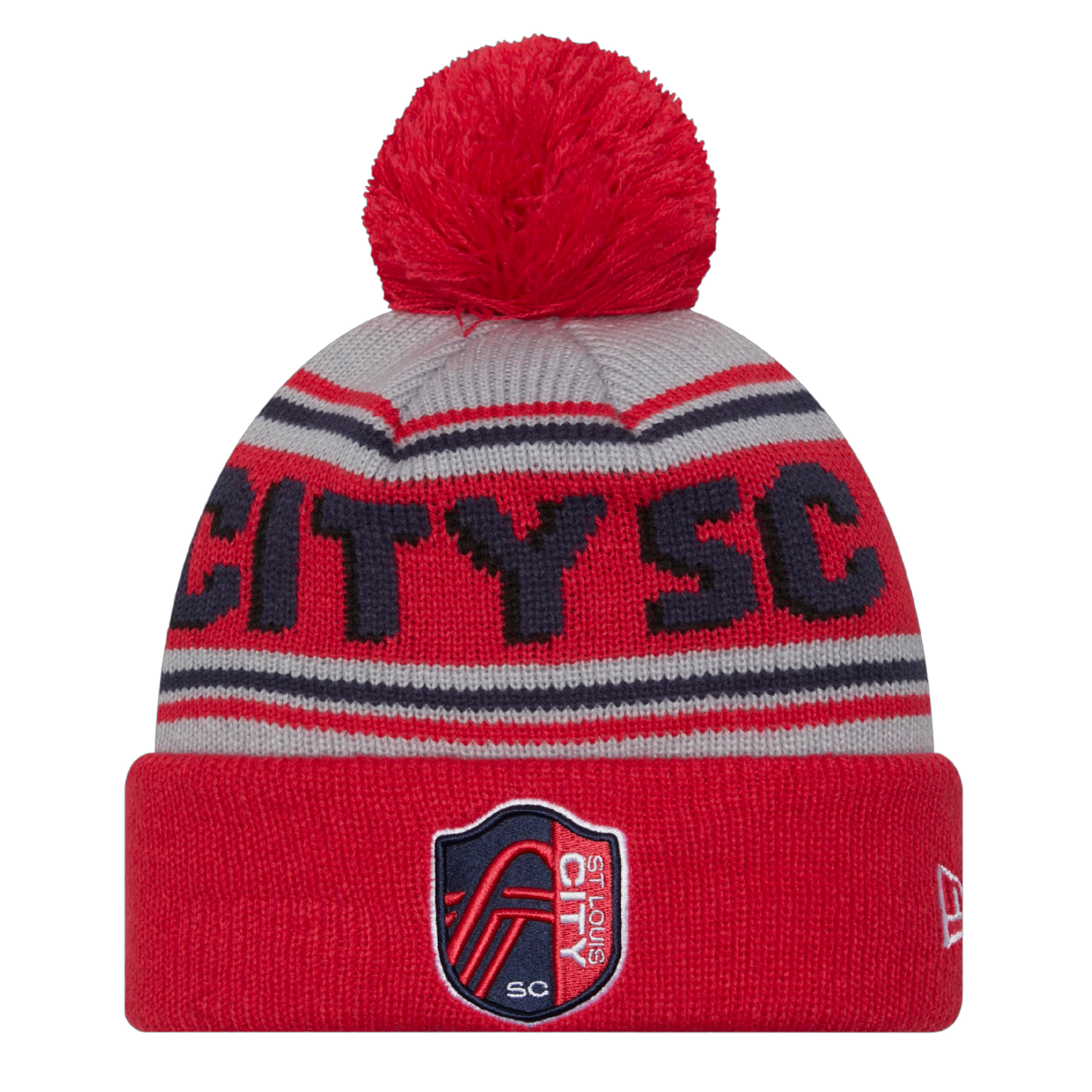 St Louis City SC Logo Repeat Knit Pom Beanie