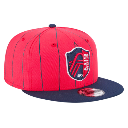 St Louis City SC Vintage 2Tone Pinstripe New Era Red/Navy 9FIFTY Adjustable Snapback Hat