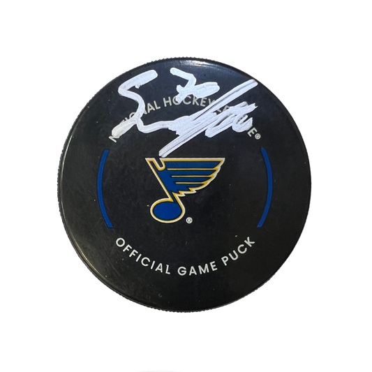 Oskar Sundqvist St Louis Blues Autographed 2022-2023 Official Game Puck - JSA COA