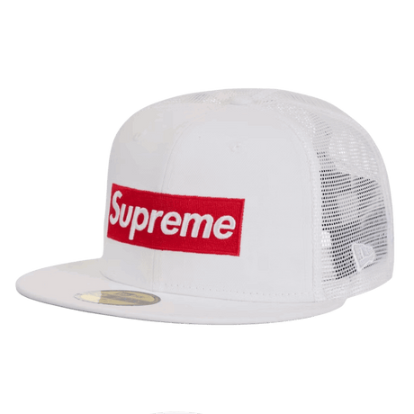 Supreme Box Logo Mesh Back New Era White 59FIFTY Fitted Hat