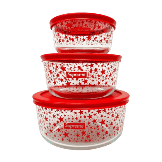 Supreme Pyrex Glass Bowls - Set of 3 - Red