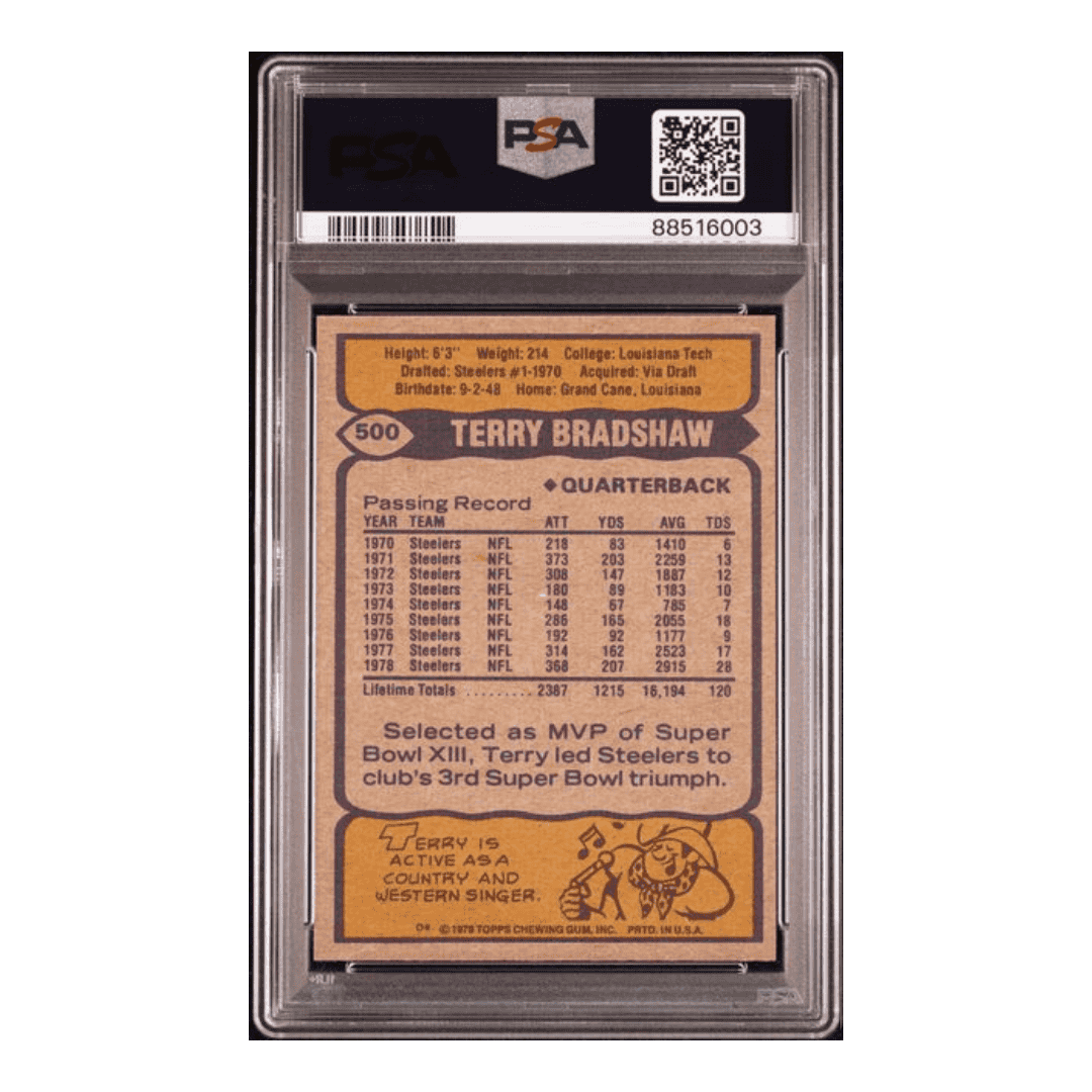 Terry Bradshaw PSA 8 1979 Topps Card #500